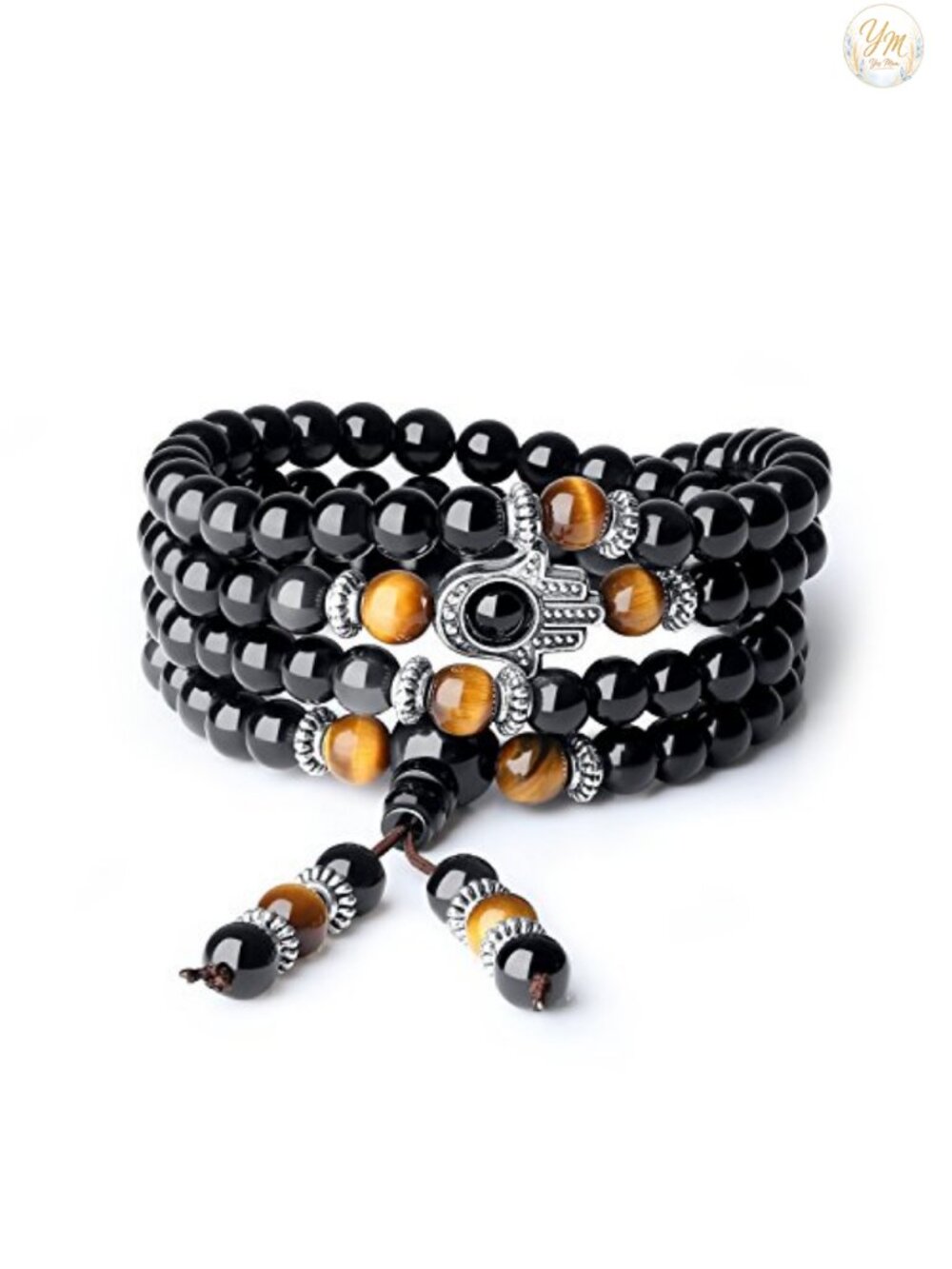 108 Mala Beads Hamsa Hand Wrap Bracelet Necklace